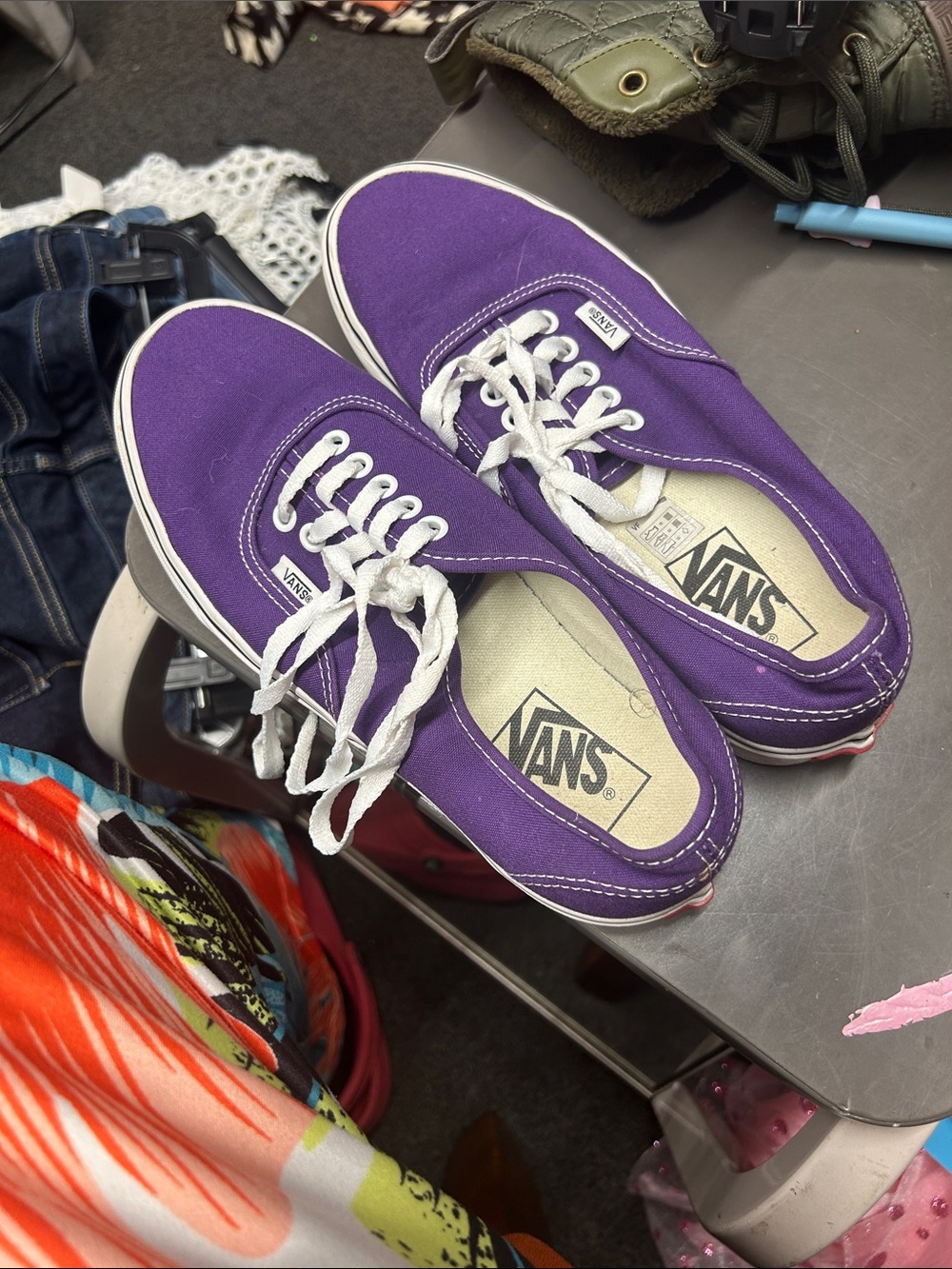 Vans Purple Low-Top Canvas Sneakers with White Laces